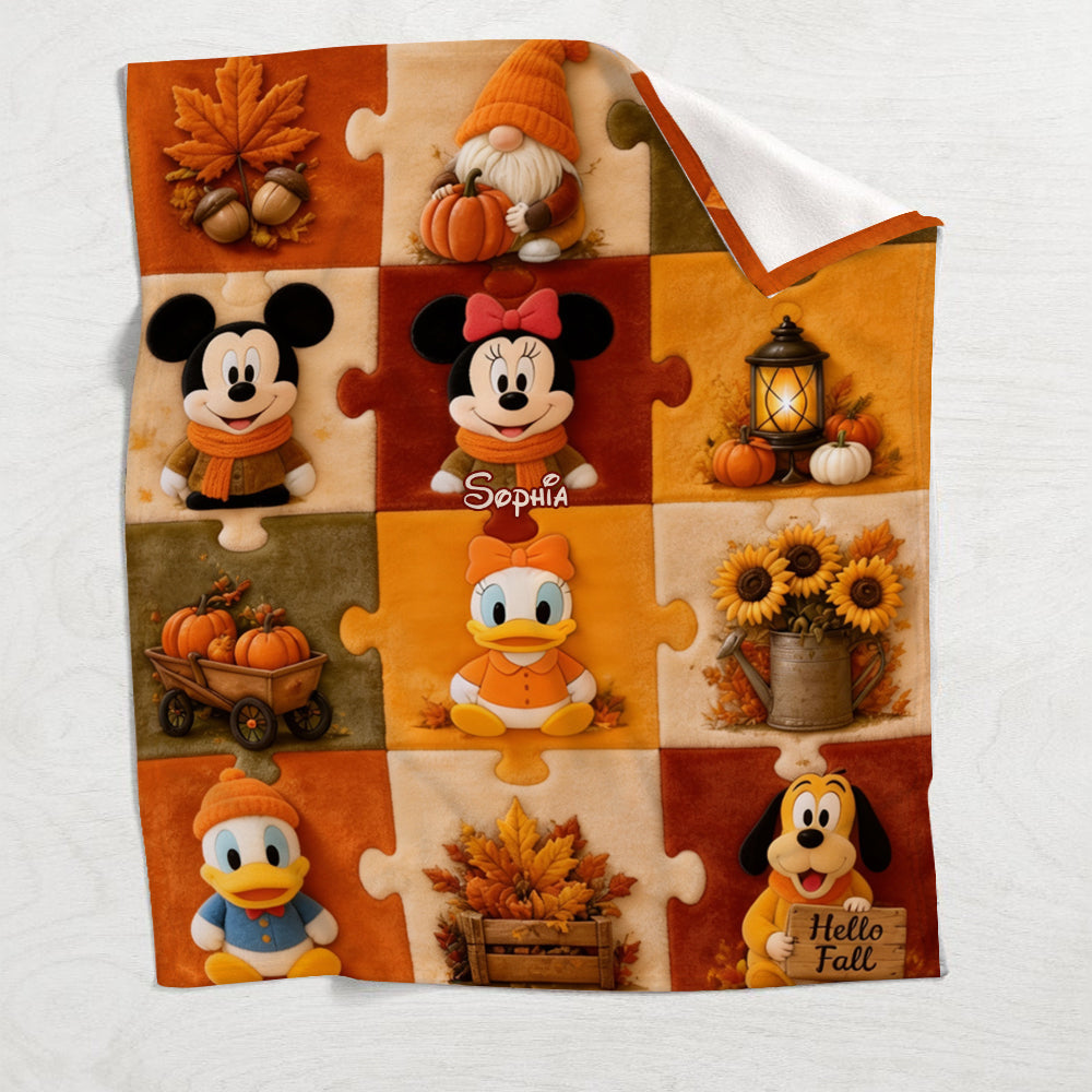 Autumn Vibes, Cartoon Mouse Fans Gift - Personalized Mouse Blanket