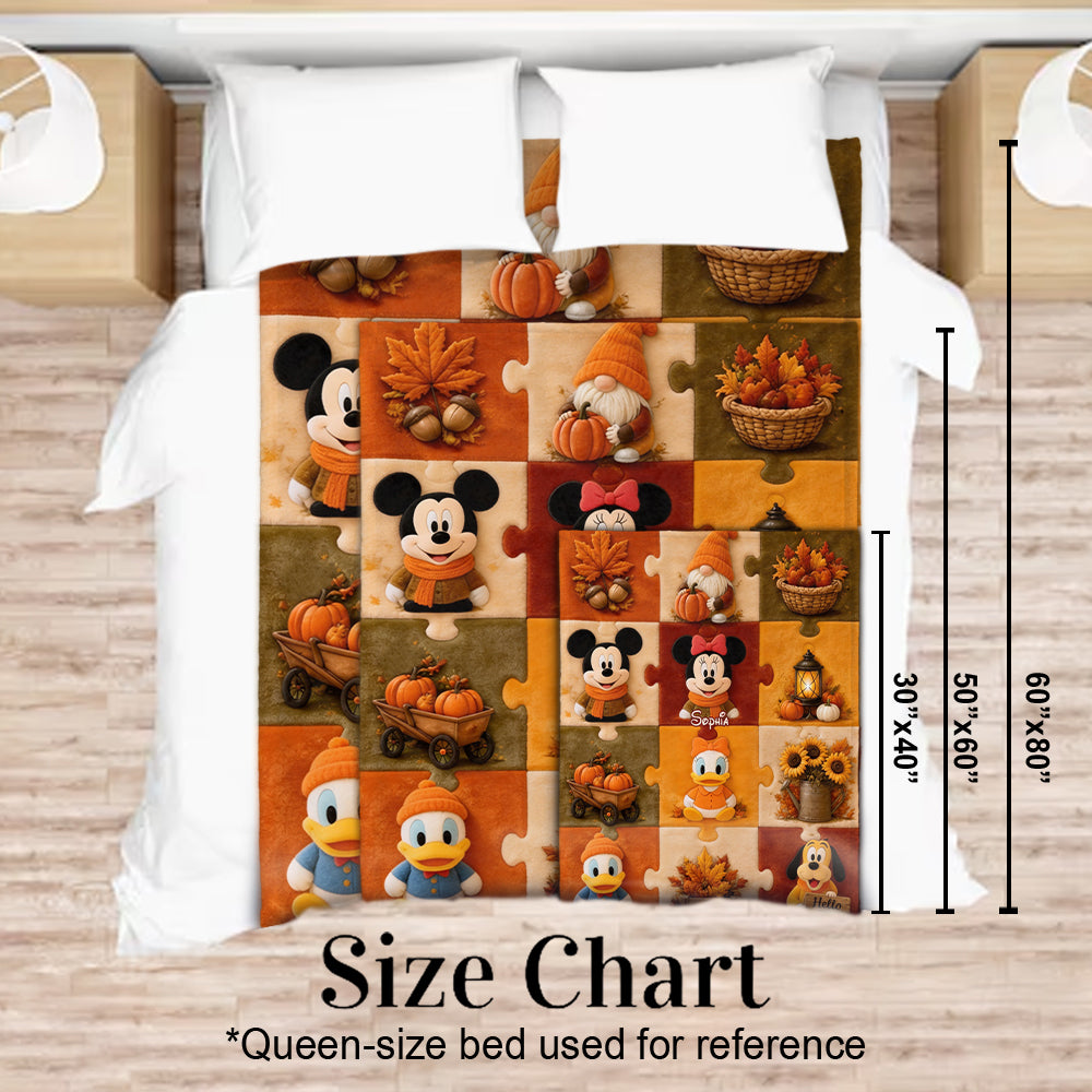 Autumn Vibes, Cartoon Mouse Fans Gift - Personalized Mouse Blanket