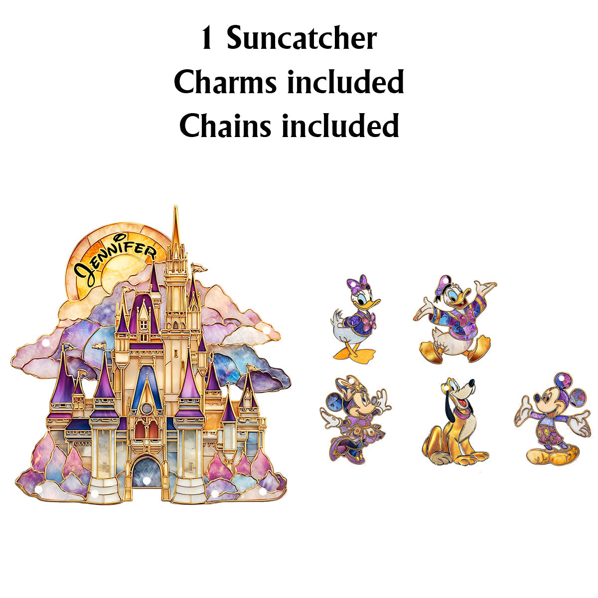 Magical Castle - Personalized Mouse Window Hanging Suncatcher With Charms