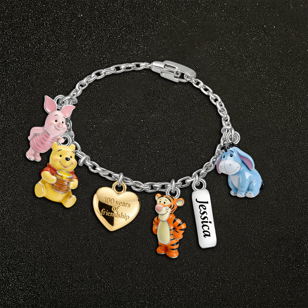 100 Years Of Friendship - Personalized Yellow Bear Bracelet With Charms