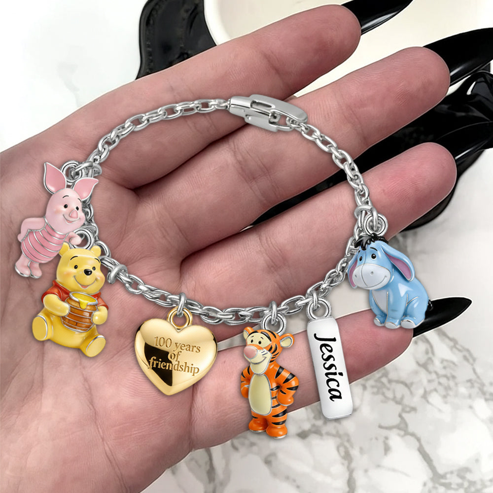 100 Years Of Friendship - Personalized Yellow Bear Bracelet With Charms