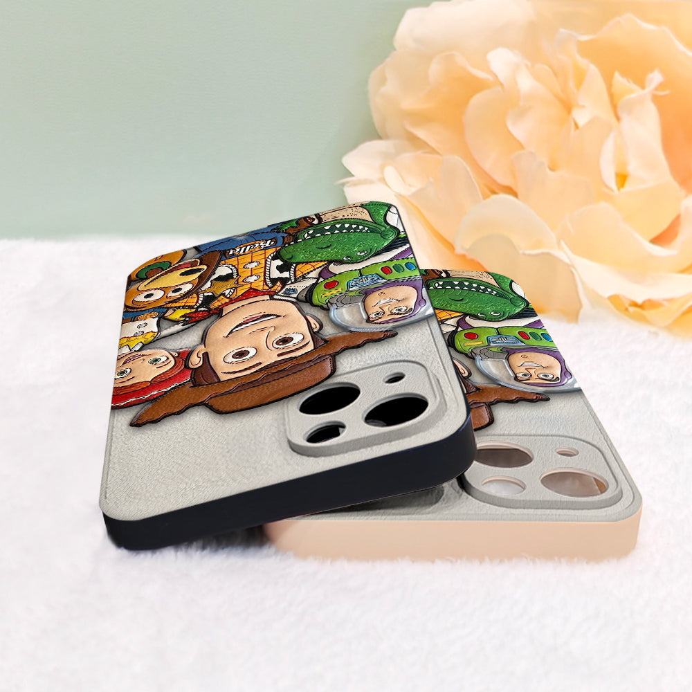 Galaxy And Western Buddy Toy - Personalized Movie For Kids 3D Embossed Leather Phone Case