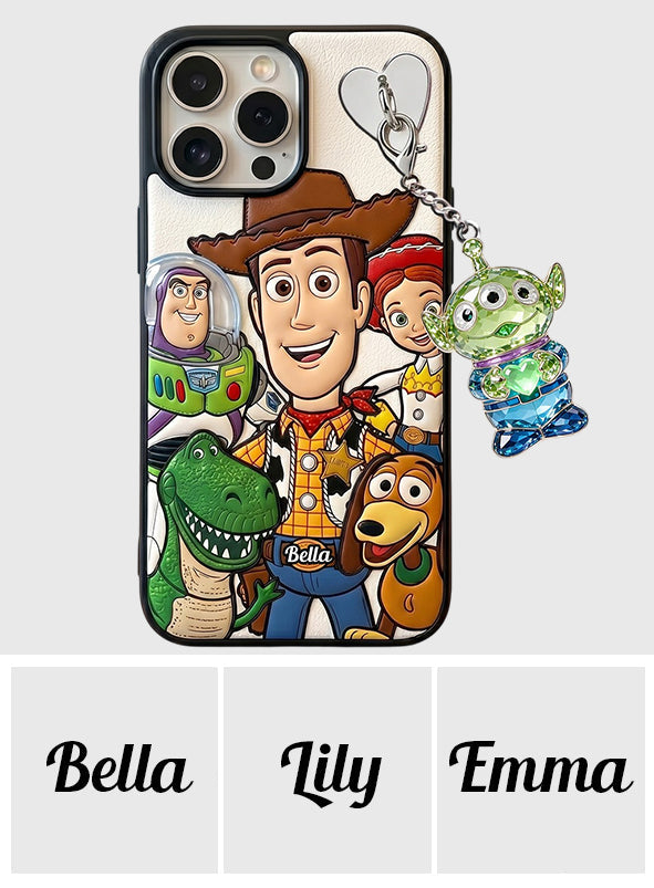 Galaxy And Western Buddy Toy - Personalized Movie For Kids 3D Embossed Leather Phone Case