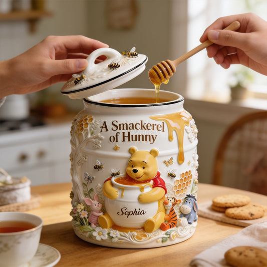 A Smackerel Of Hunny - Personalized Yellow Bear Honey Jar