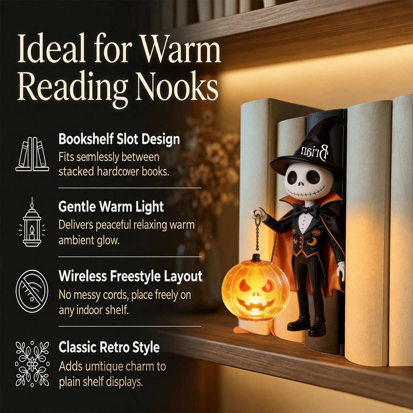 Spooky Night - Personalized Nightmare Bookshelf Lamp