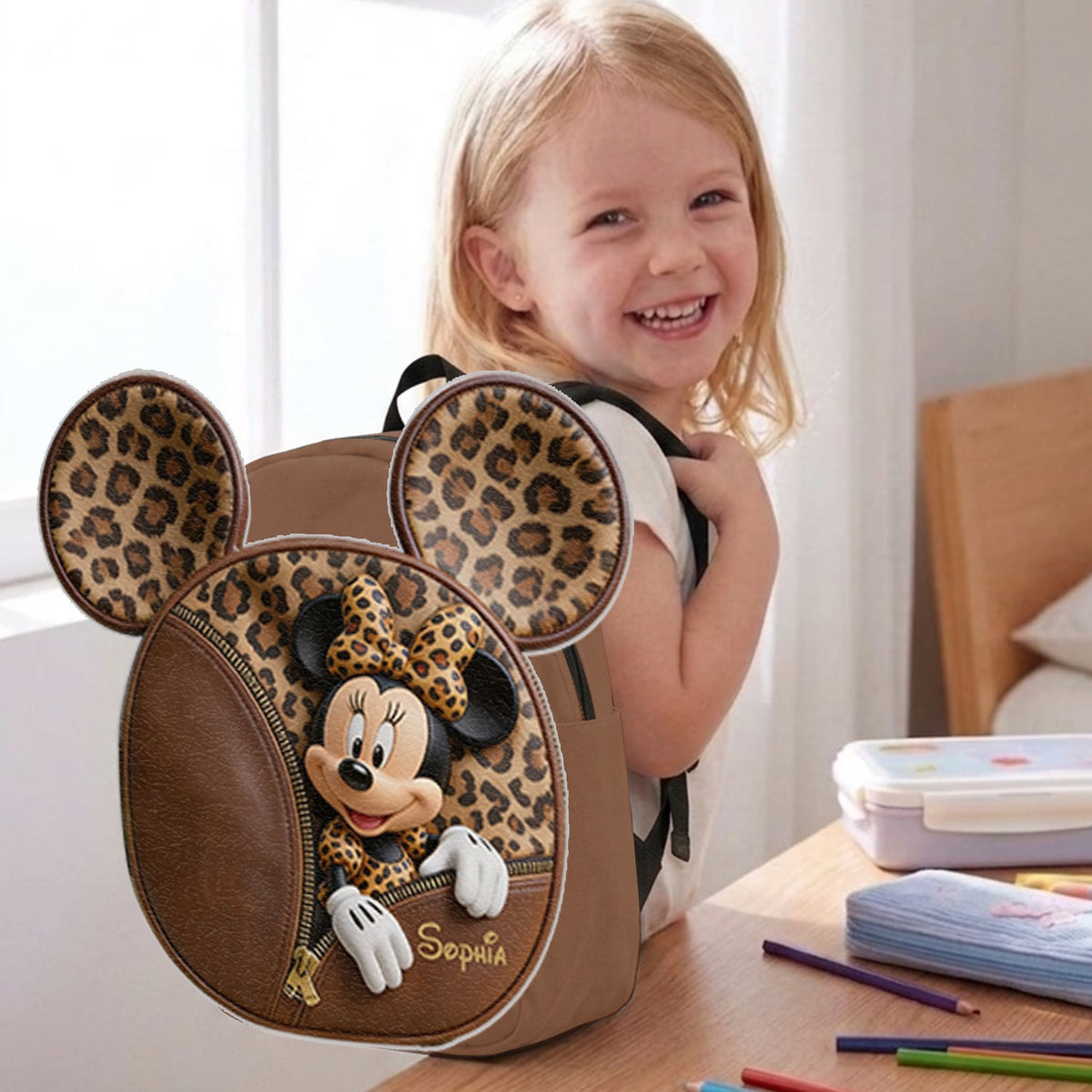 Magic School - Personalized Mouse Changeable Leather Patch Backpack