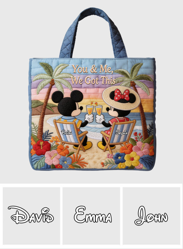 It's Beach Time - Personalized Mouse Quilted Tote Bag