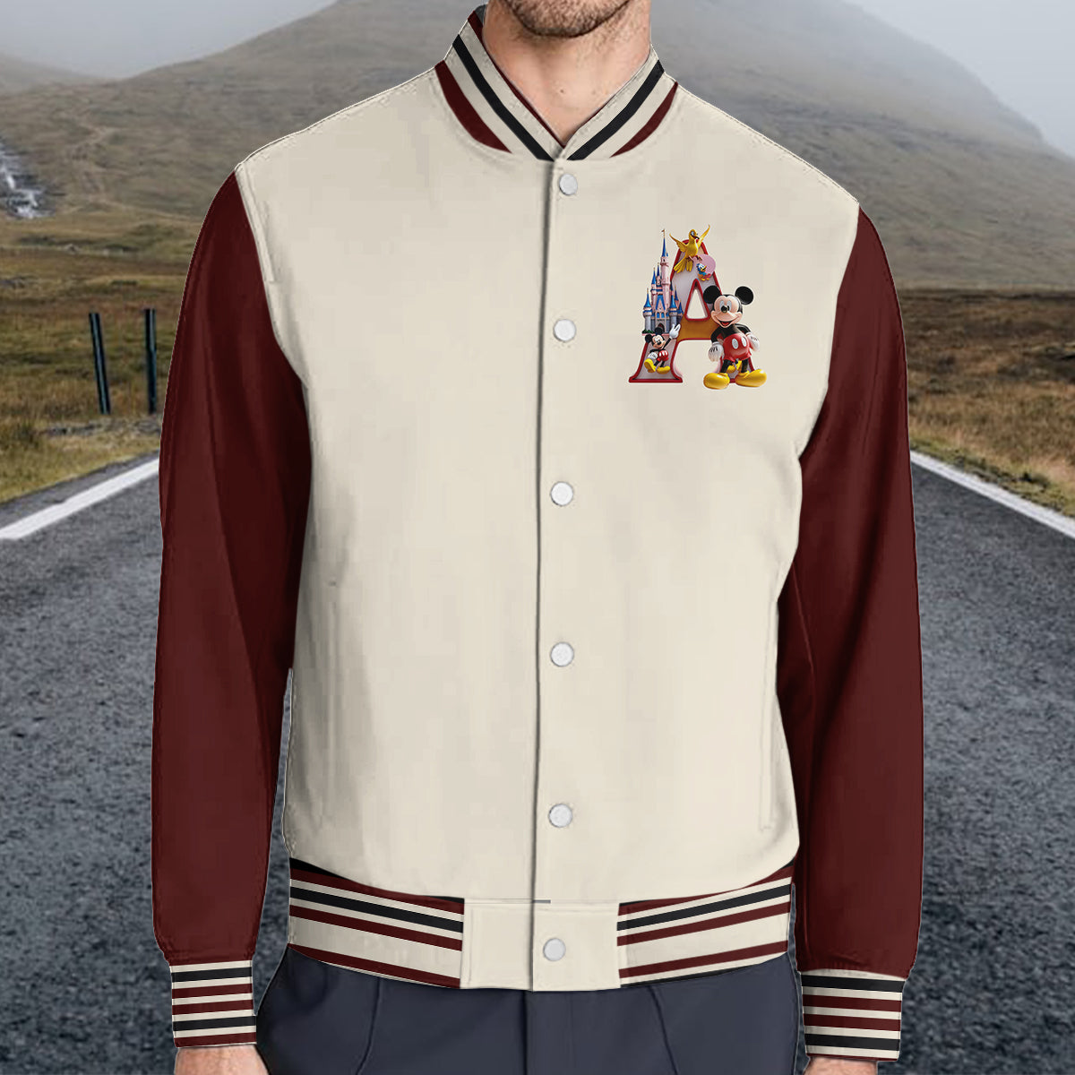 Custom Initial Magical World - Personalized Mouse Varsity Jacket