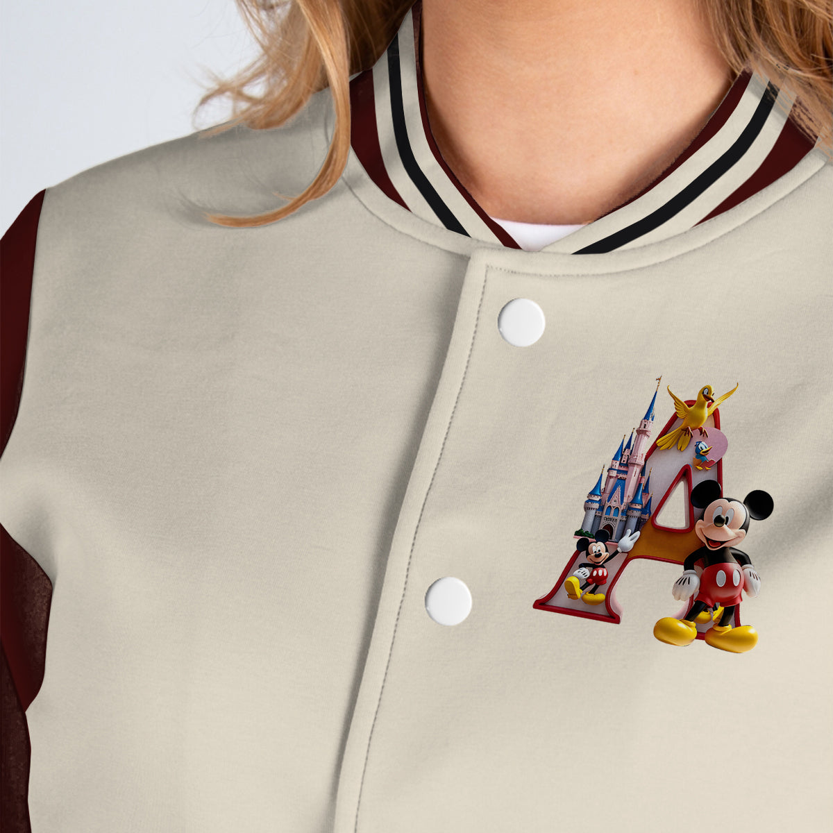 Custom Initial Magical World - Personalized Mouse Varsity Jacket