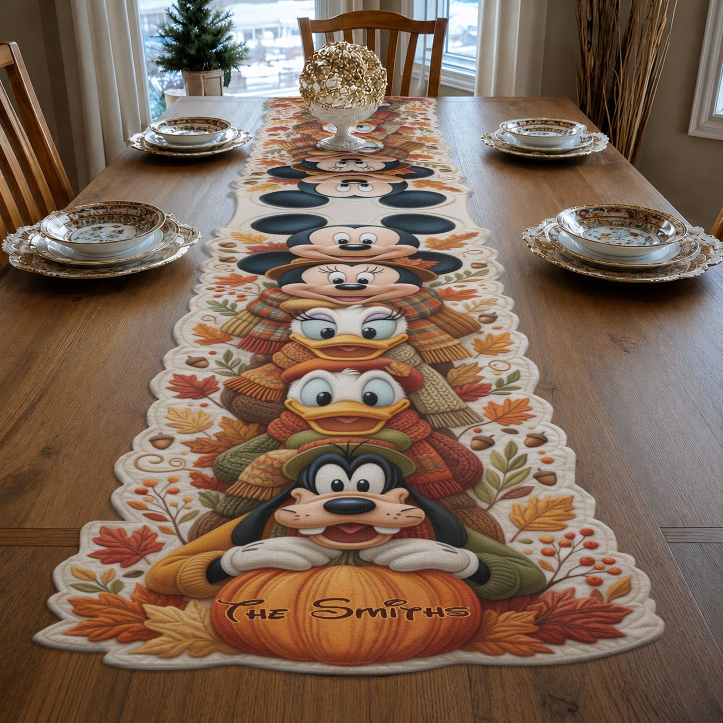 Wonderful Time Of The Year - Personalized Mouse Custom Shape Table Runner