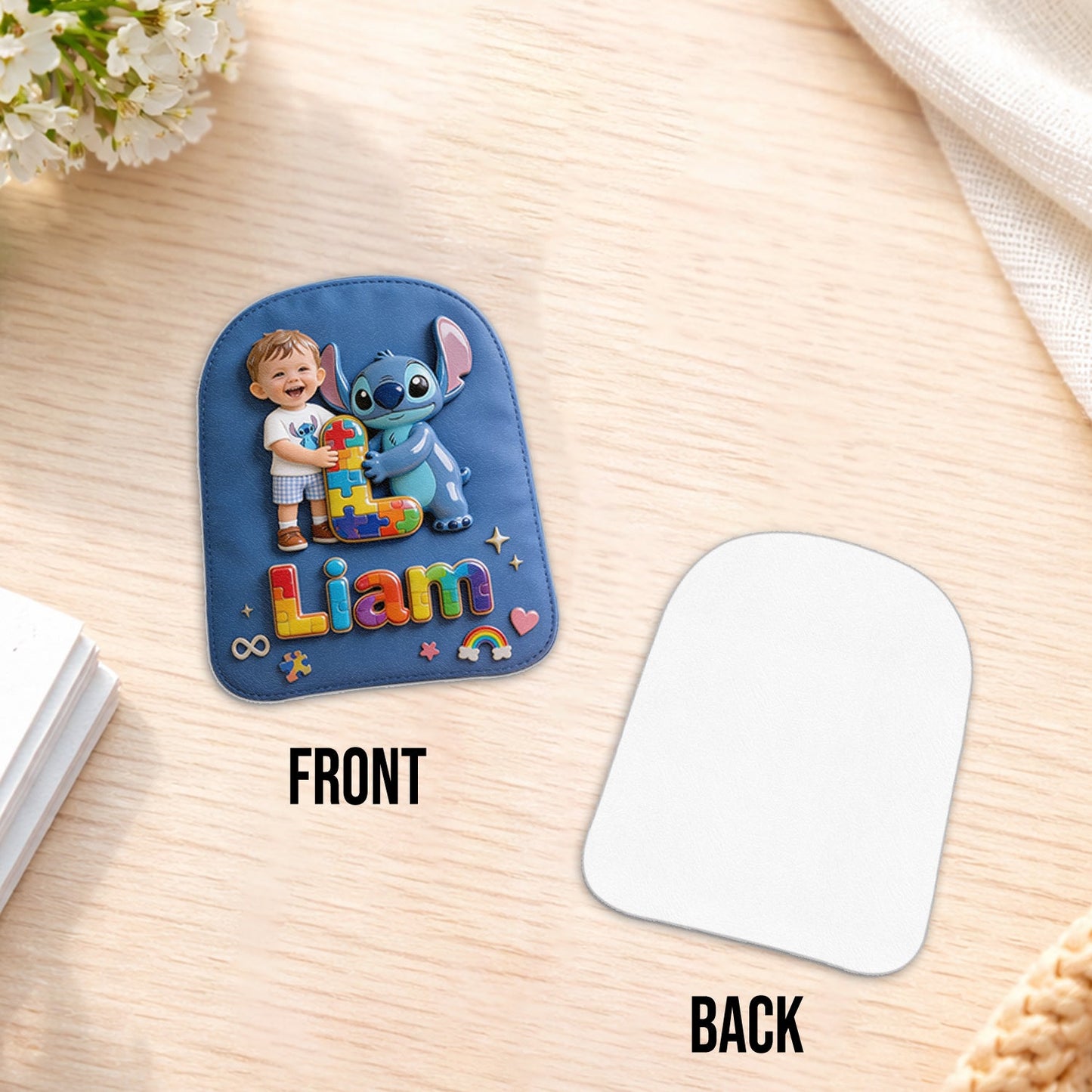Autism Support Cartoon Puzzle Toy - Personalized Autism Awareness Changeable Leather Patch Backpack