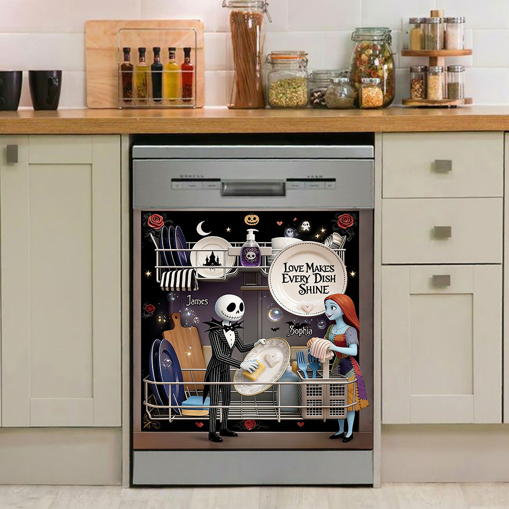 Love Makes Every Dish Shine - Personalized Nightmare Dishwasher Cover