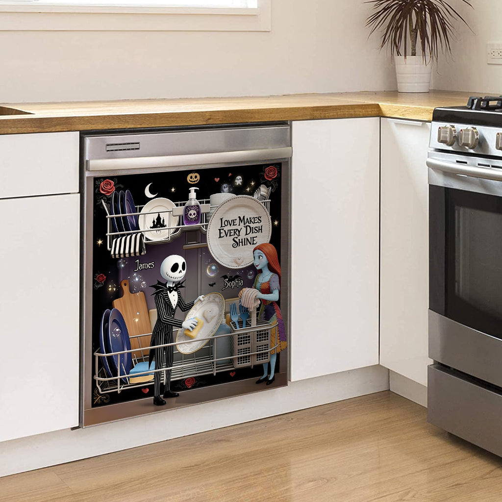 Love Makes Every Dish Shine - Personalized Nightmare Dishwasher Cover
