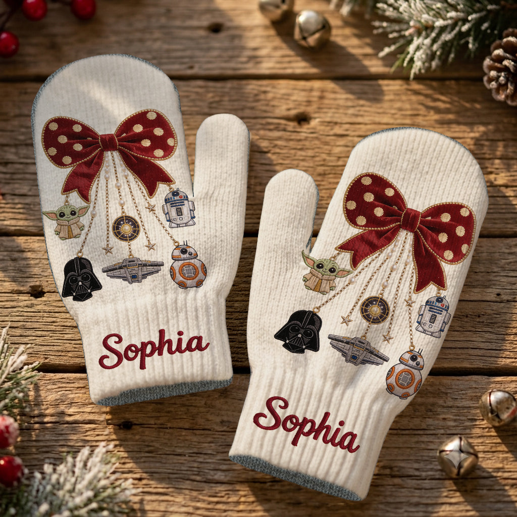Merry Christmas - Personalized The Force Knitted Mittens