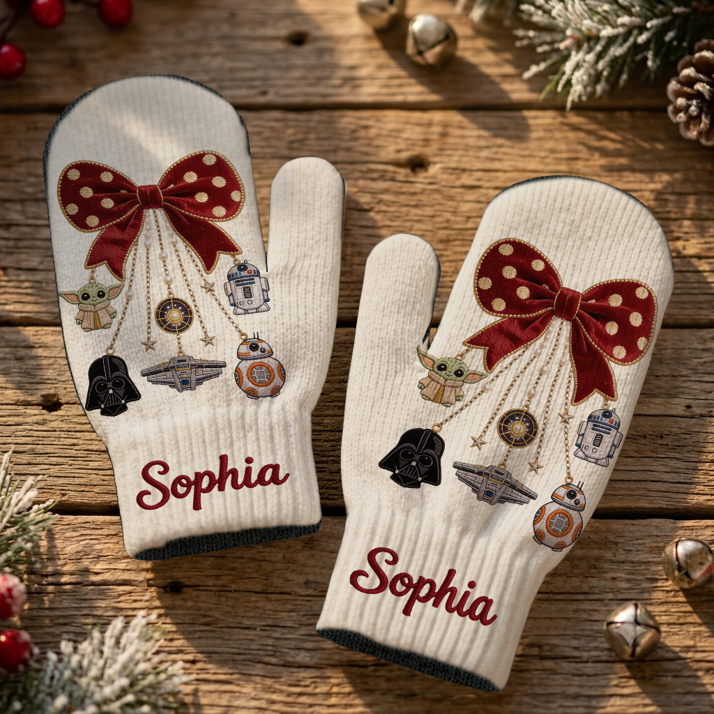 Merry Christmas - Personalized The Force Knitted Mittens