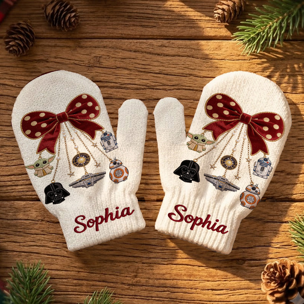 Merry Christmas - Personalized The Force Knitted Mittens