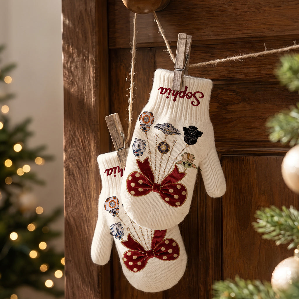 Merry Christmas - Personalized The Force Knitted Mittens