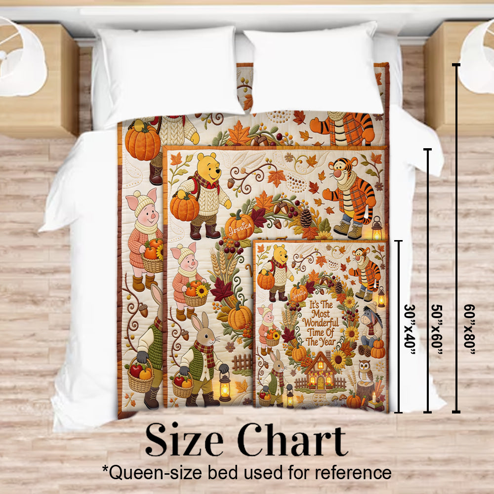 It's The Most Beautiful Time Of The Year - Personalized Yellow Bear Blanket