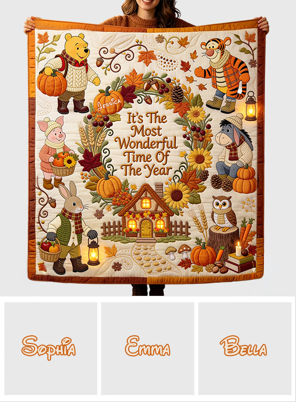 It's The Most Beautiful Time Of The Year - Personalized Yellow Bear Blanket