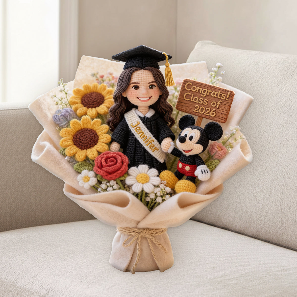 Magical Graduation Bouquet Of Dream - Personalized Graduation Premium Faux Fur Pillow