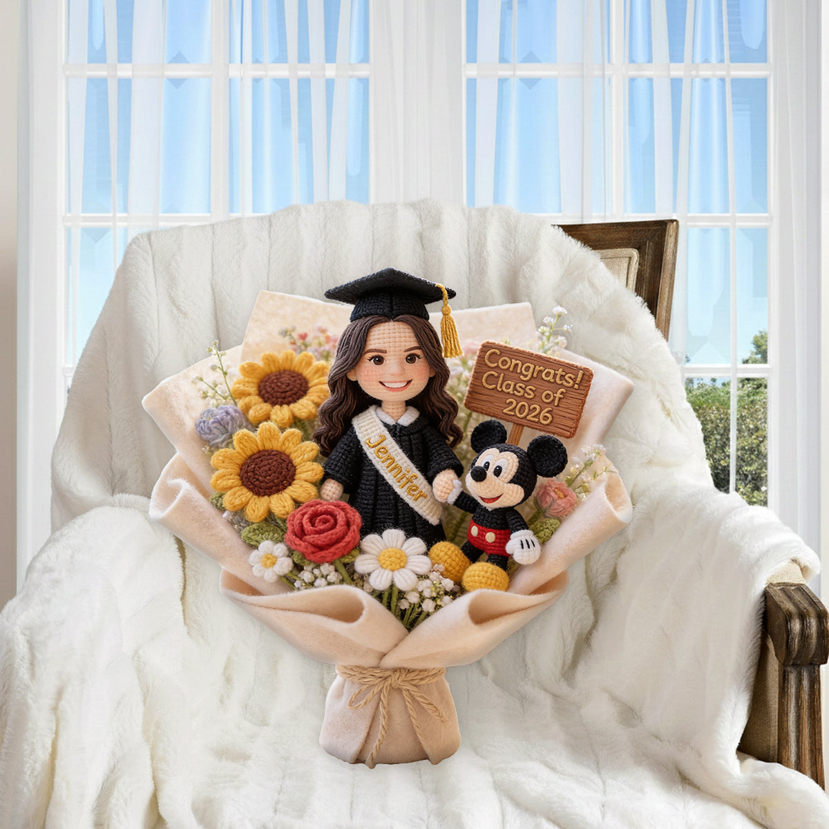 Magical Graduation Bouquet Of Dream - Personalized Graduation Premium Faux Fur Pillow