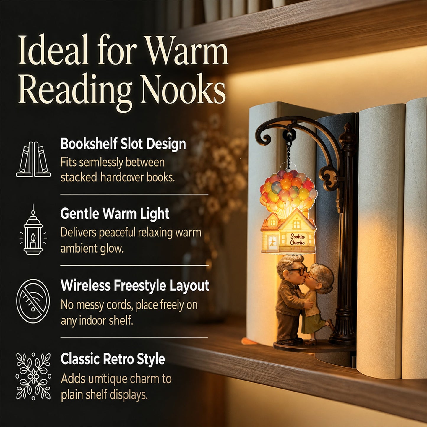 My Greatest Adventure - Personalized Up Movie Couple Bookshelf Lamp