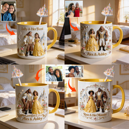 Beaty & The Beast - Personalized Beauty And The Beast Set Accent Mug with Acrylic Stirrers