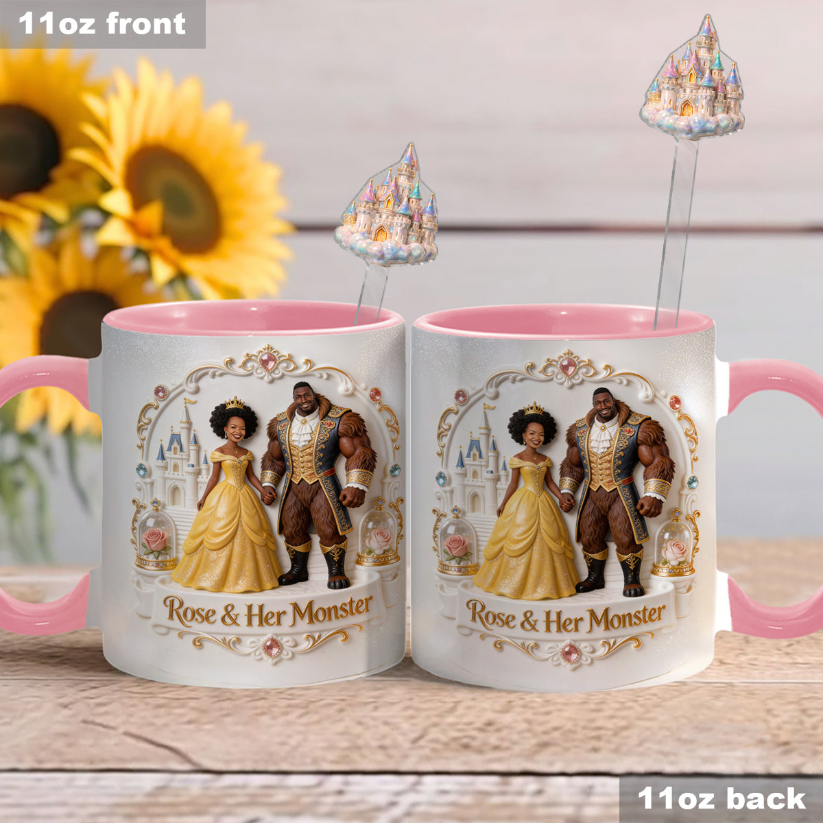 Beaty & The Beast - Personalized Beauty And The Beast Set Accent Mug with Acrylic Stirrers