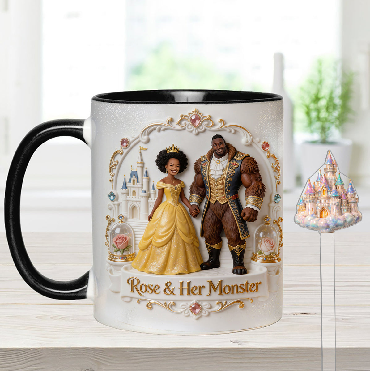 Beaty & The Beast - Personalized Beauty And The Beast Set Accent Mug with Acrylic Stirrers