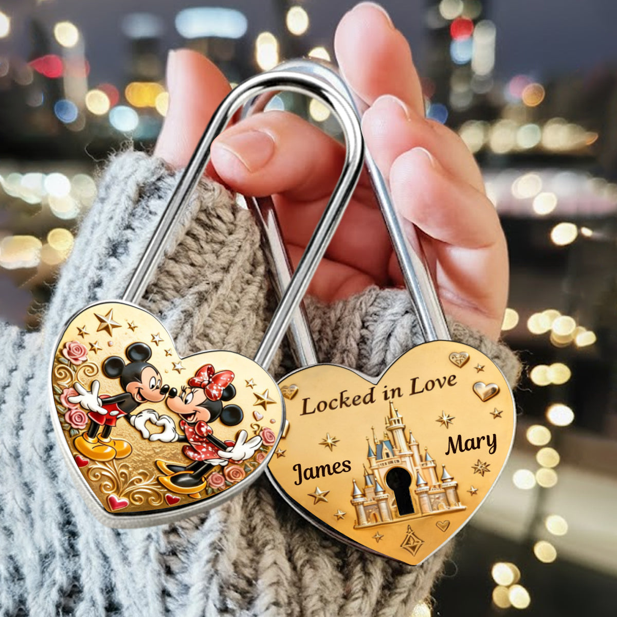 Locked In Magical Love - Personalized Mouse Heart Padlock