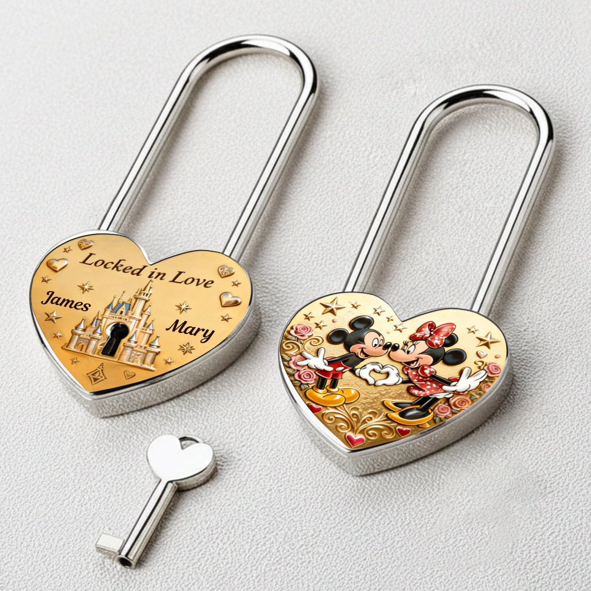 Locked In Magical Love - Personalized Mouse Heart Padlock