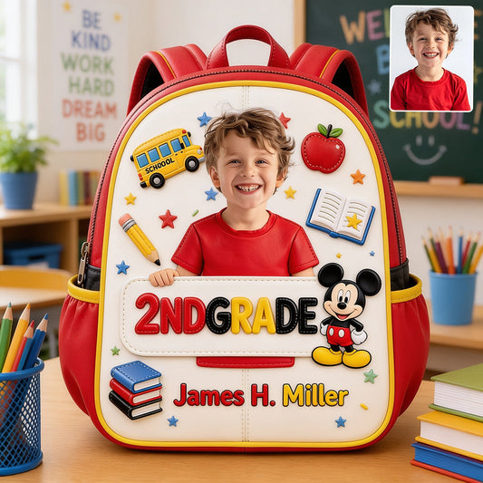 Magical Friend Back To School Gift - Personalized Mouse Changeable Leather Patch Backpack