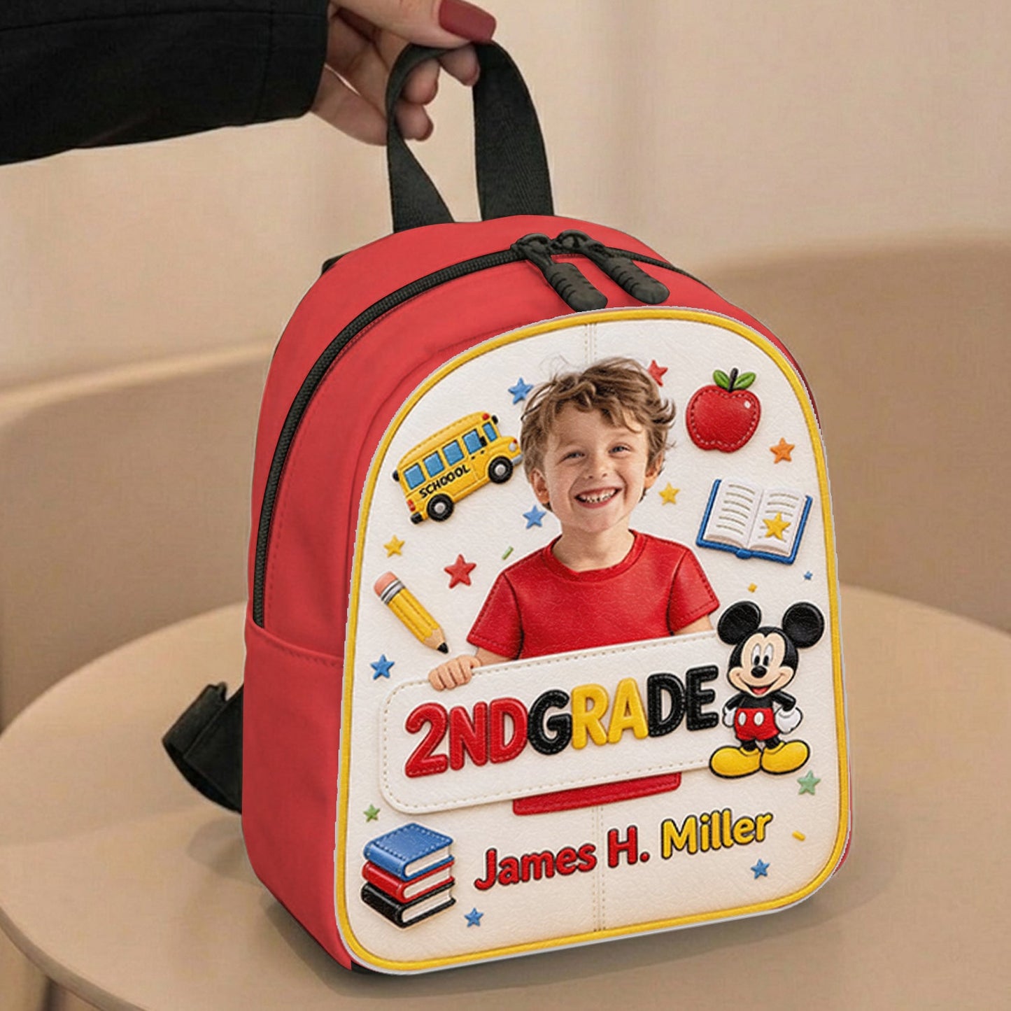 Magical Friend Back To School Gift - Personalized Mouse Changeable Leather Patch Backpack
