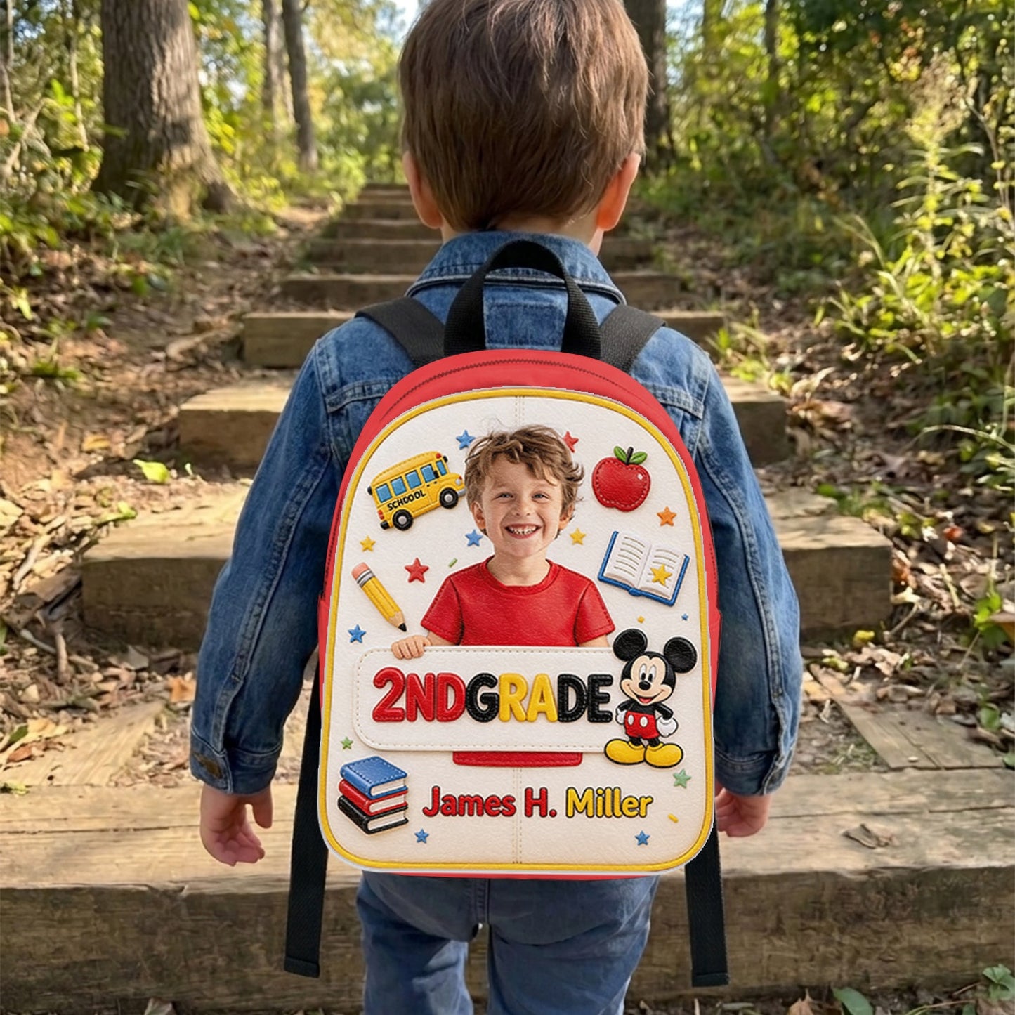 Magical Friend Back To School Gift - Personalized Mouse Changeable Leather Patch Backpack