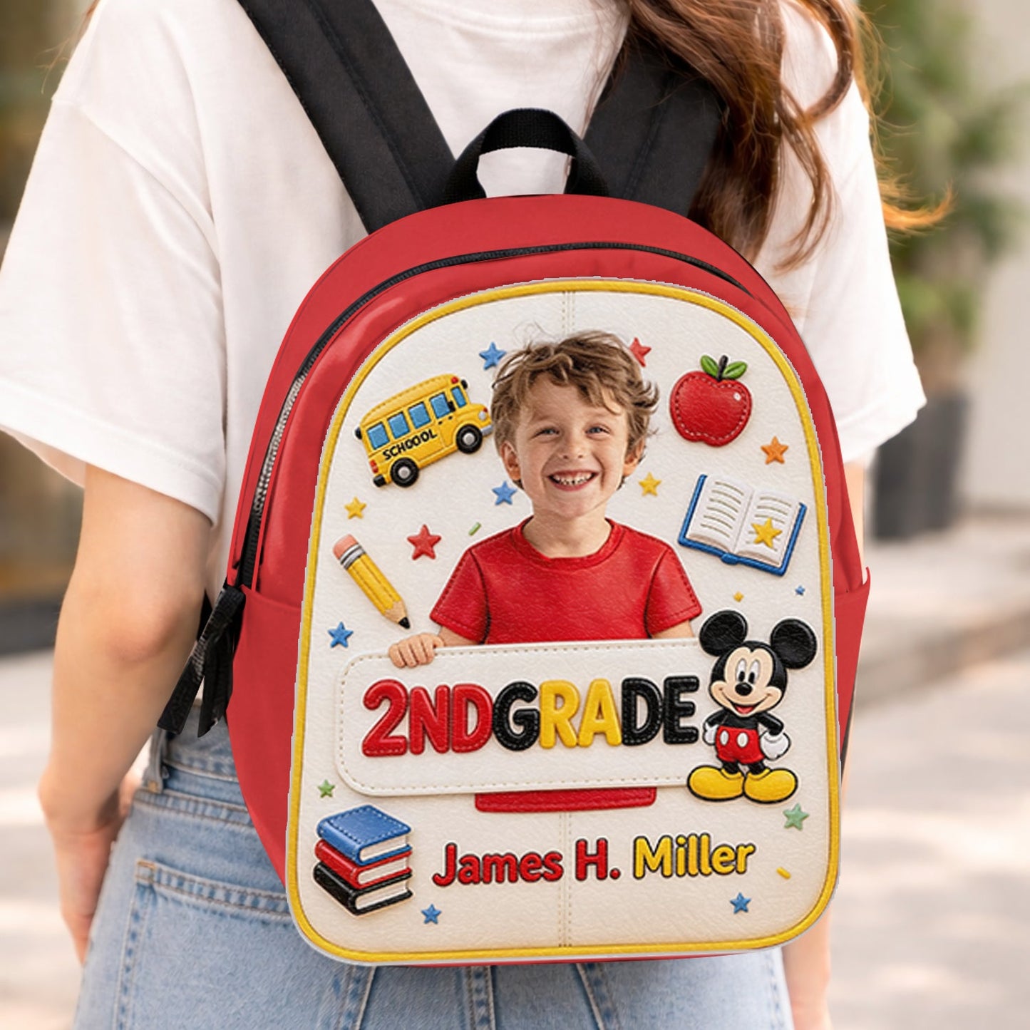 Magical Friend Back To School Gift - Personalized Mouse Changeable Leather Patch Backpack