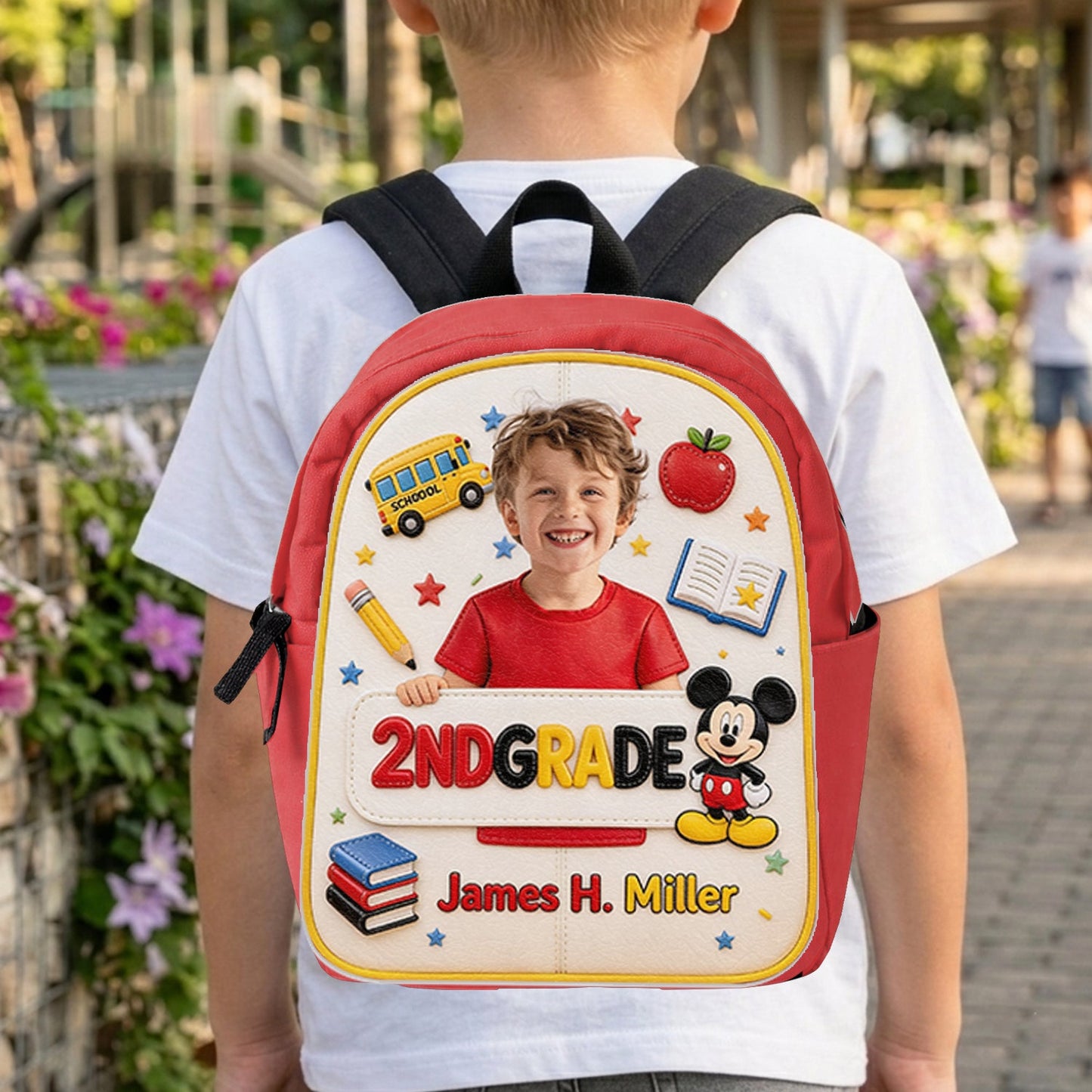 Magical Friend Back To School Gift - Personalized Mouse Changeable Leather Patch Backpack