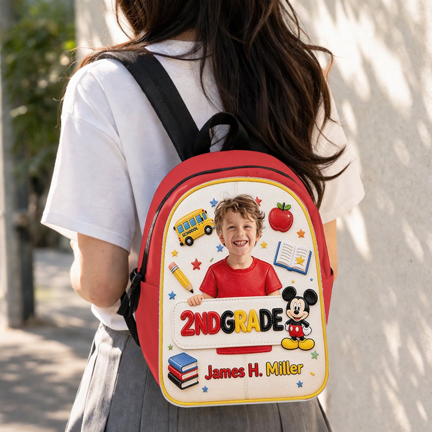 Magical Friend Back To School Gift - Personalized Mouse Changeable Leather Patch Backpack