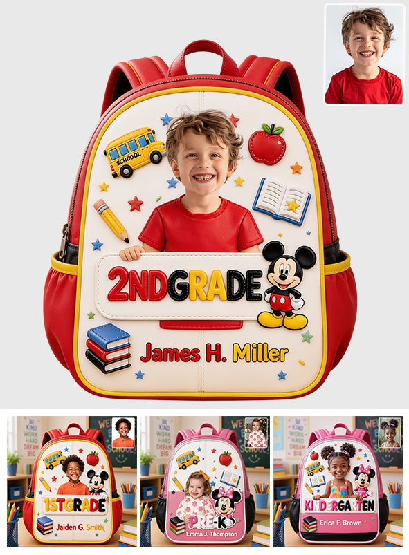 Magical Friend Back To School Gift - Personalized Mouse Changeable Leather Patch Backpack