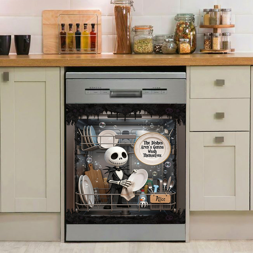 Spooky Skeleton Wash Dishes - Personalized Nightmare Dishwasher Cover
