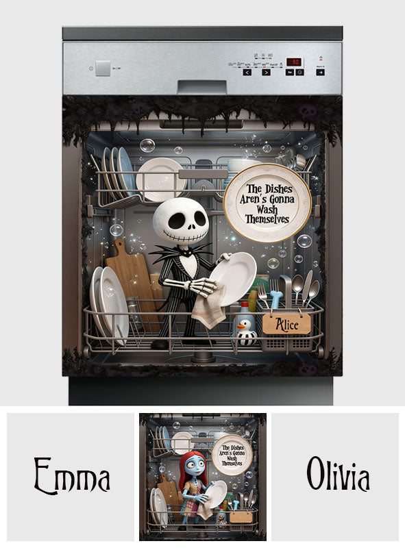 Spooky Skeleton Wash Dishes - Personalized Nightmare Dishwasher Cover