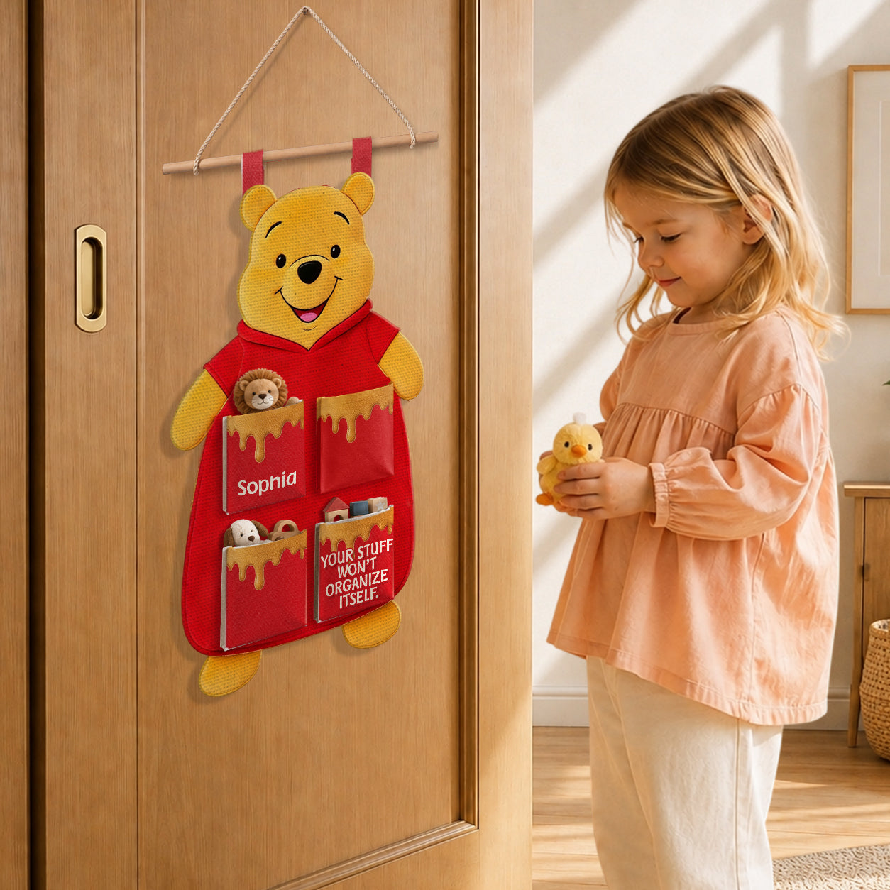Honey Bear - Personalized Yellow Bear Hanging Organizer