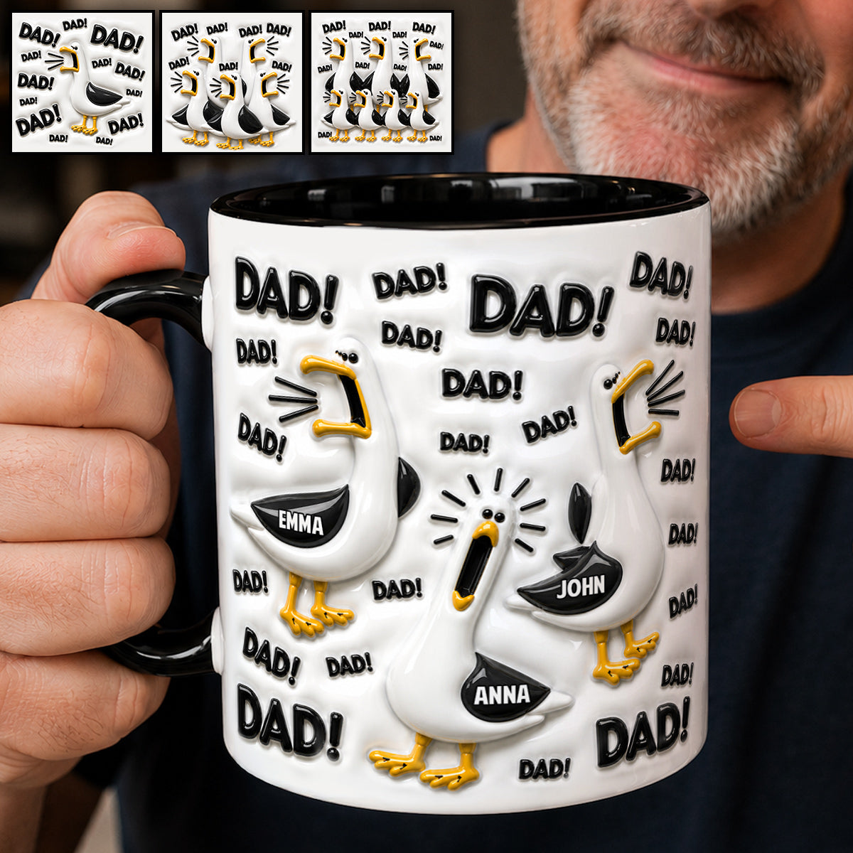 Funny Seagull Gift For Dad - Personalized Father Accent Mug & Coaster