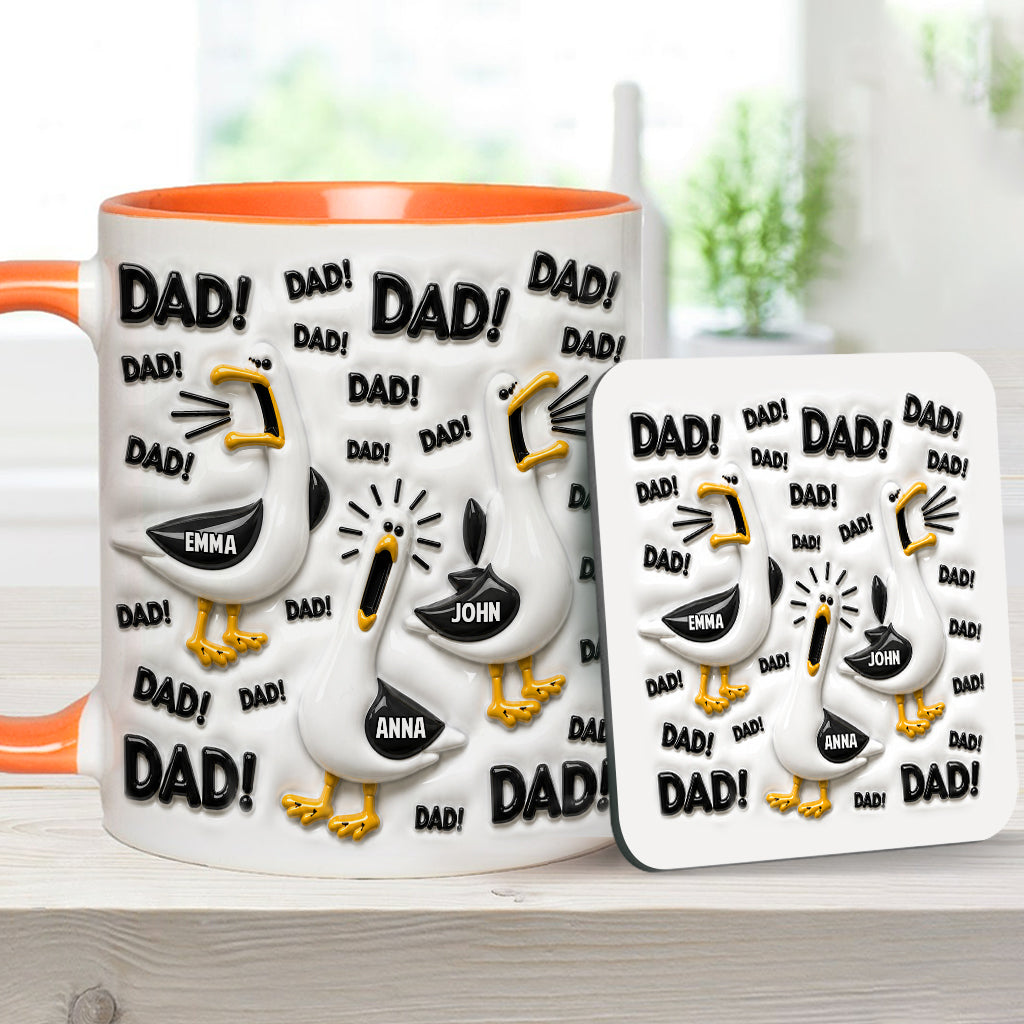 Funny Seagull Gift For Dad - Personalized Father Accent Mug & Coaster