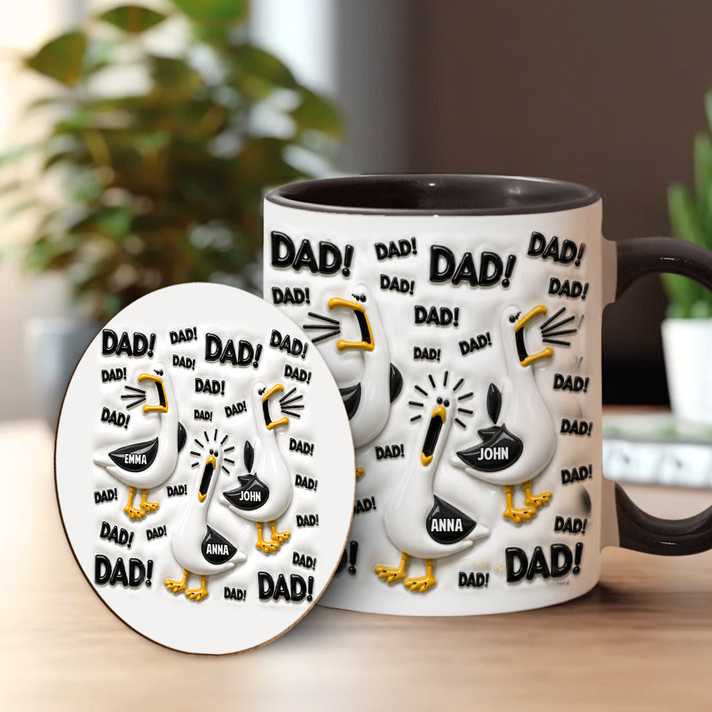 Funny Seagull Gift For Dad - Personalized Father Accent Mug & Coaster