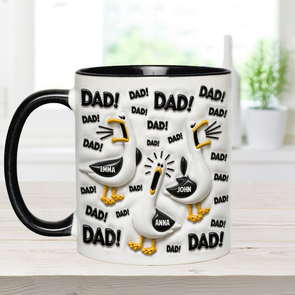 Funny Seagull Gift For Dad - Personalized Father Accent Mug & Coaster