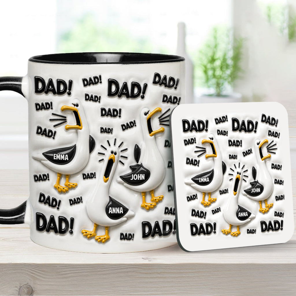 Funny Seagull Gift For Dad - Personalized Father Accent Mug & Coaster
