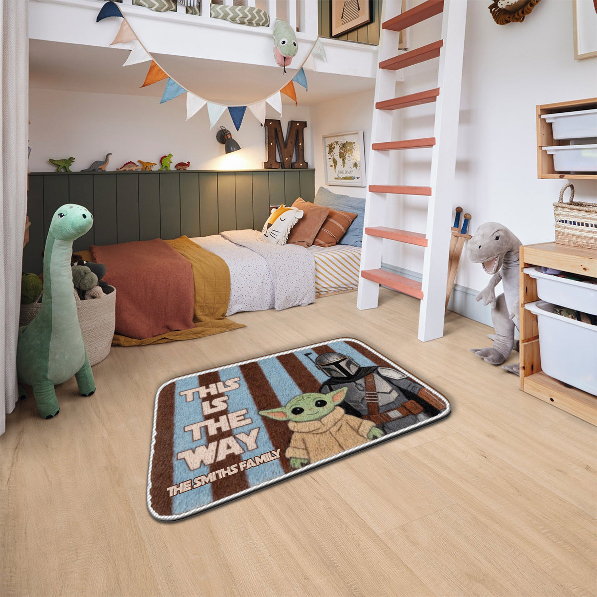 This Is The Way Retro Stripes - Personalized The Force Non-Slip Tufted Rug
