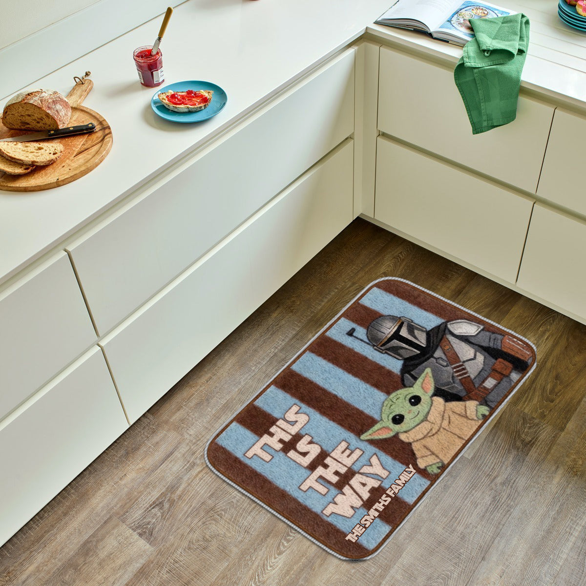 This Is The Way Retro Stripes - Personalized The Force Non-Slip Tufted Rug