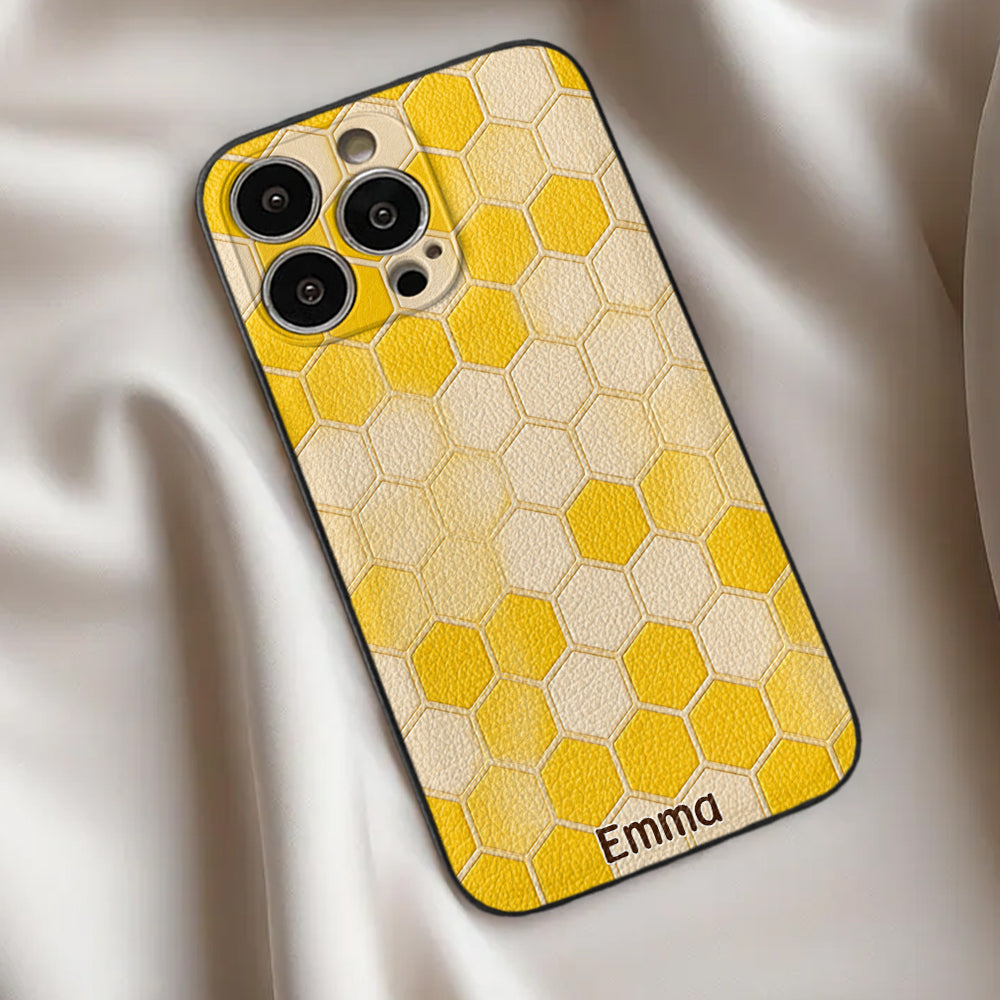 Winnie Friends Leather Case & Dangling Charm - Personalized Yellow Bear 3D Embossed Leather Phone Case