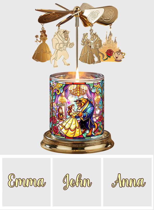 Tale As Old As Time - Personalized Beauty And The Beast Spinning Candle Holder